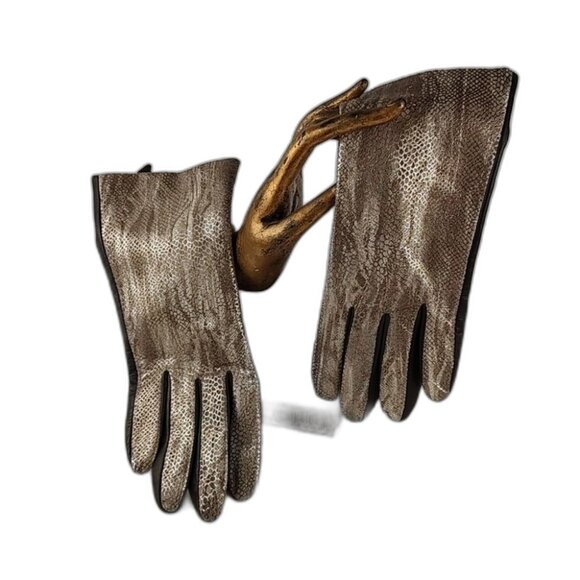 Leather Gold Snakeskin Print Black Vintage Chico's EUC Size SMALL Lined - Picture 1 of 9